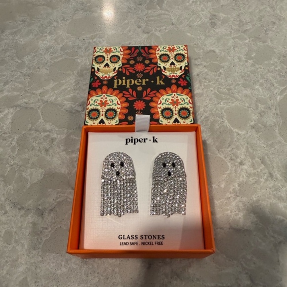 Piper-k ghost dangle crystal rhinestone ghost earrings